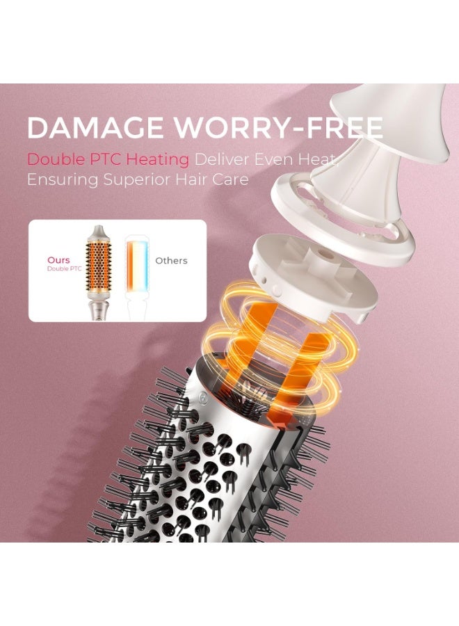 TYMO STYLUX Thermal Brush - Heated Round Curling Brush, Blowout Volumizer with Flexi-Fit Tech for Hair Styling, Curling Styler Tool, Hair Straightener and Curler 2 in 1, Dual Voltage, Gold, 44mm - Image 3